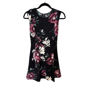 Dynamite Dress Fit and Flare Sleeveless Black Floral Size XS